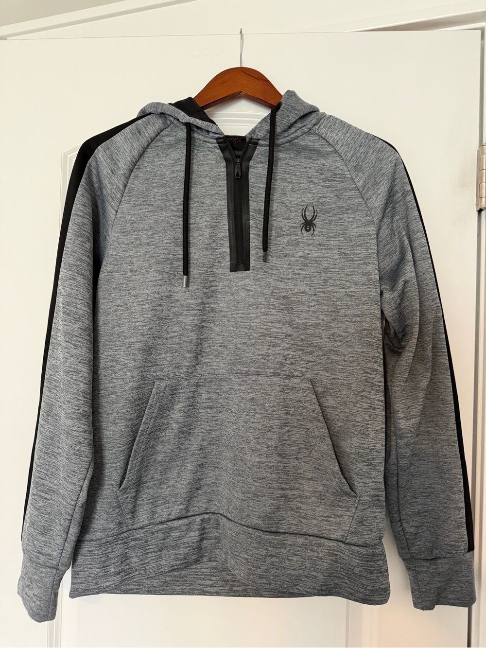 Spyder Men's Grey Half-Zip Hooded Pullover with Black Trim
